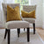 Kelly Wearstler Lee Jofa Rebus Glint Gold Textured Velvet Designer Throw Pillow Cover on Dining Chairs in Home Decor