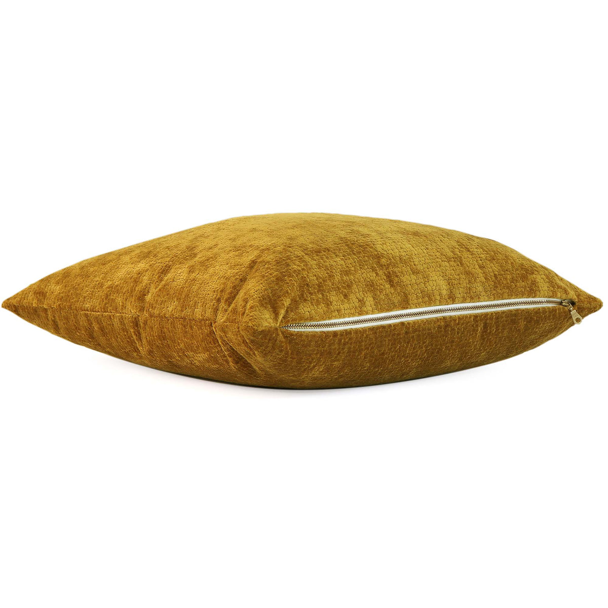 Kelly Wearstler Lee Jofa Rebus Glint Gold Textured Velvet Designer Throw Pillow Cover with Exposed Brass Gold Zipper