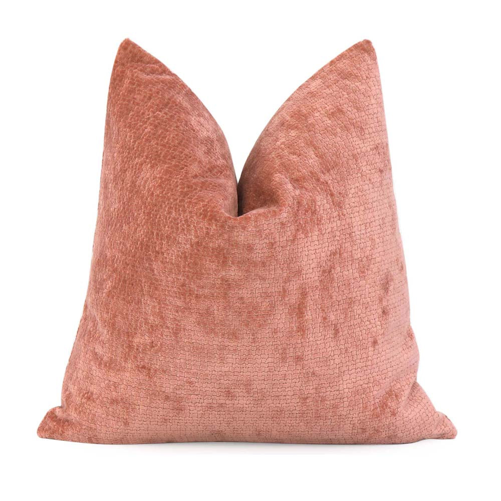 Kelly Wearstler Lee Jofa Rebus Sorbet Salmon Pink Velvet Throw Pillow Cover