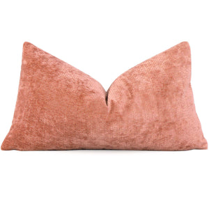 Kelly Wearstler Lee Jofa Rebus Sorbet Salmon Pink Velvet Lumbar Throw Pillow Cover