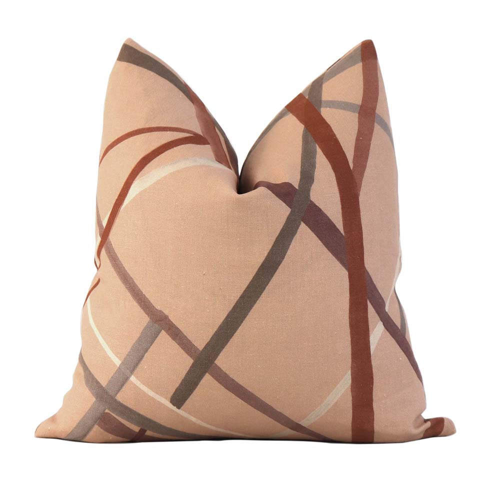 Kelly Wearstler Simpatico Faded Terracotta Striped Designer Decorative Throw Pillow Cover