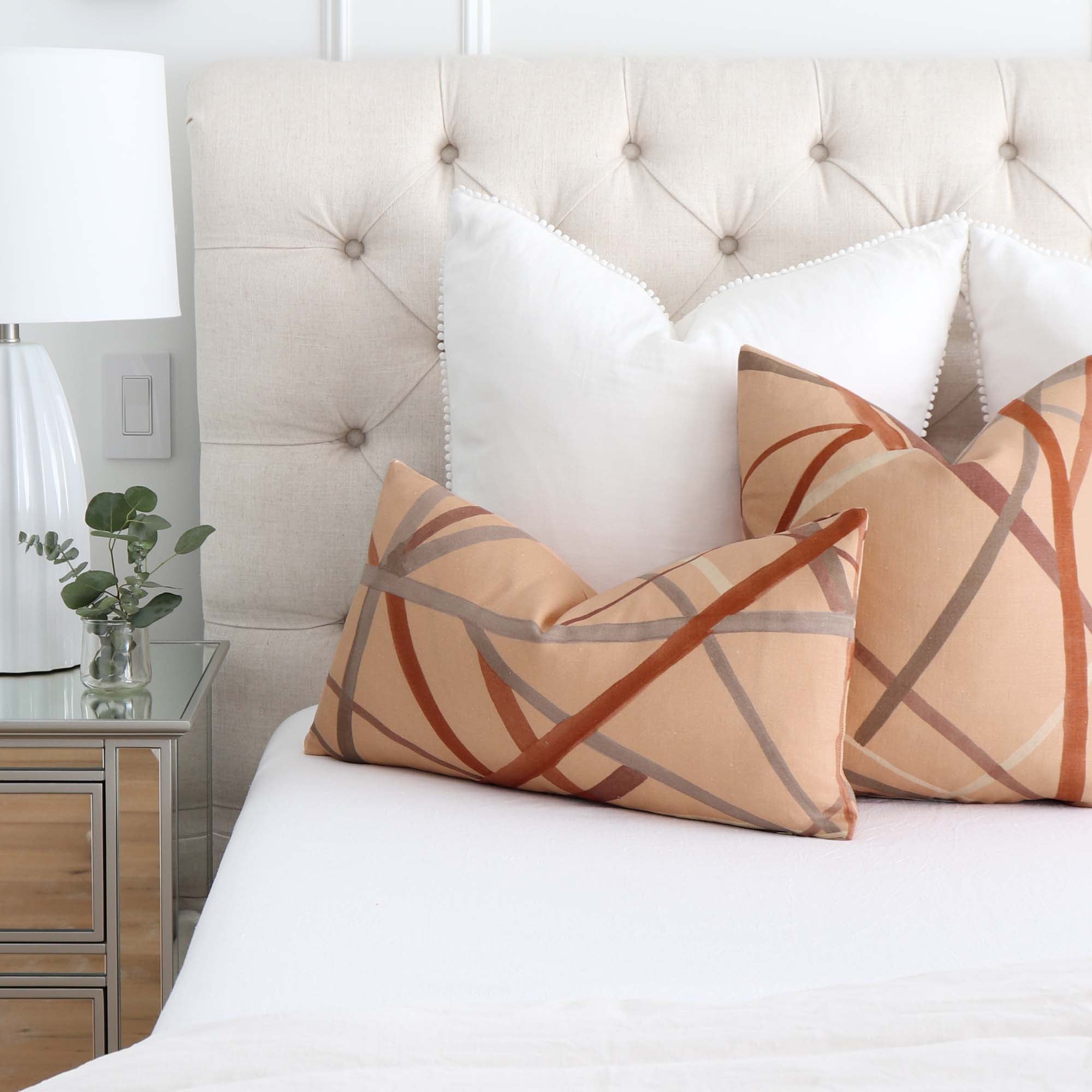 Kelly Wearstler Simpatico Faded Terracotta Striped Designer Decorative Throw Pillow Cover