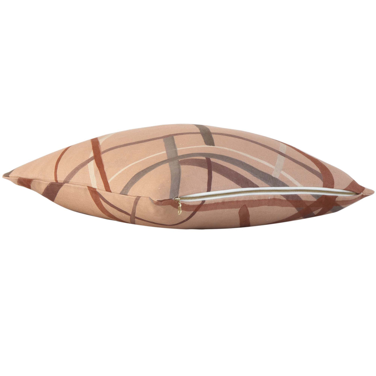 Kelly Wearstler Simpatico Faded Terracotta Striped Designer Decorative Throw Pillow Cover with Exposed Brass Gold Zipper