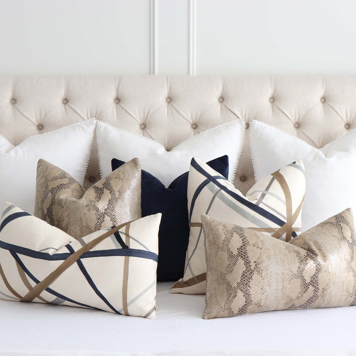 Simpatico Sand Striped Designer Decorative Throw Pillow Cover with Coordinating Throw Pillows