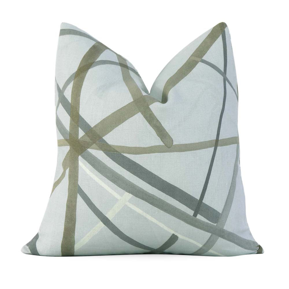 Kelly Wearstler Simpatico Cinder Light Blue Striped Designer Decorative Throw Pillow Cover