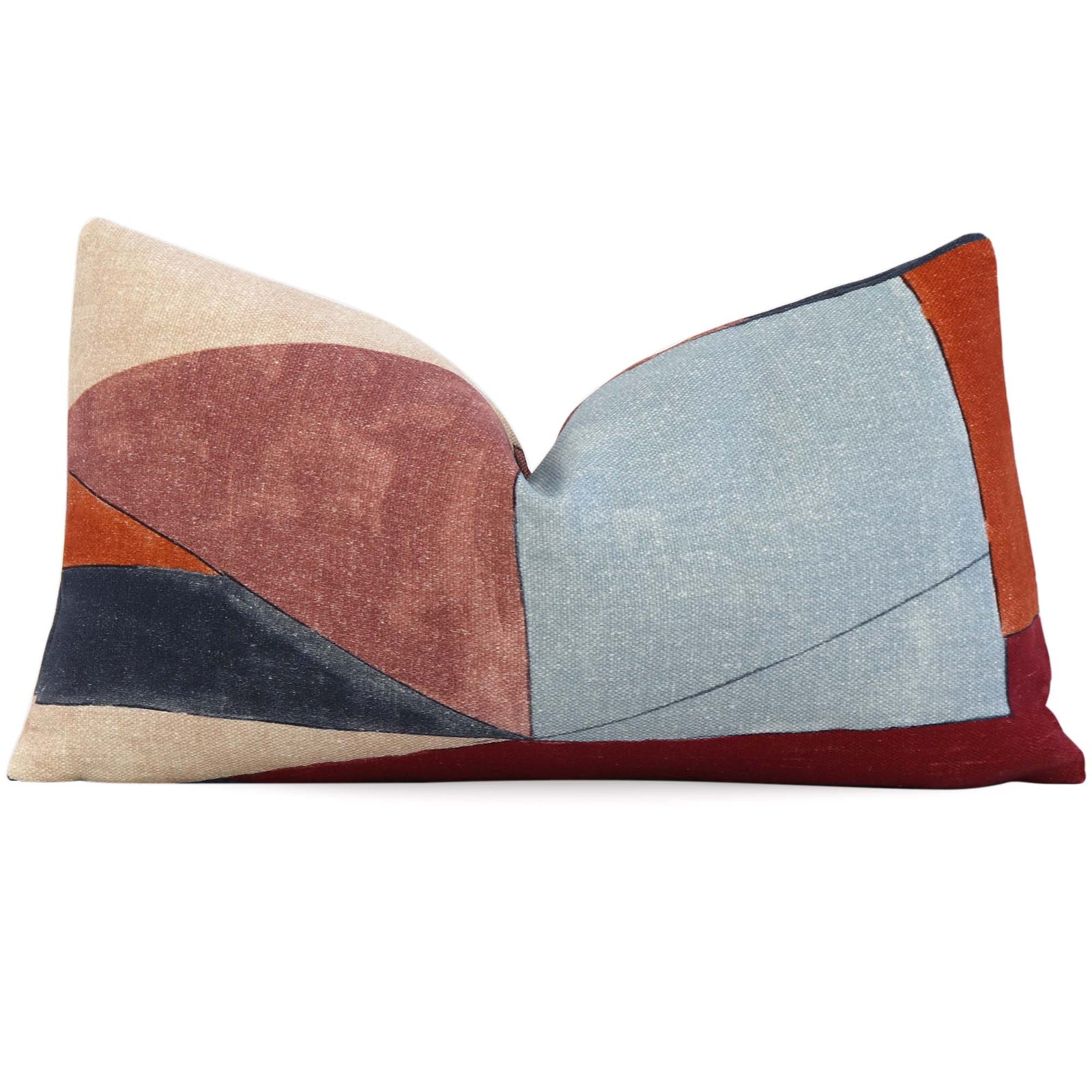 Kelly Wearstler District Claret Geometric Designer Lumbar Throw Pillow Cover