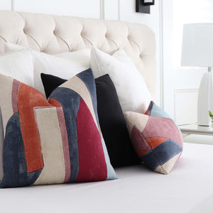 Kelly Wearstler District Claret Geometric Designer Throw Pillow Cover in Bedroom
