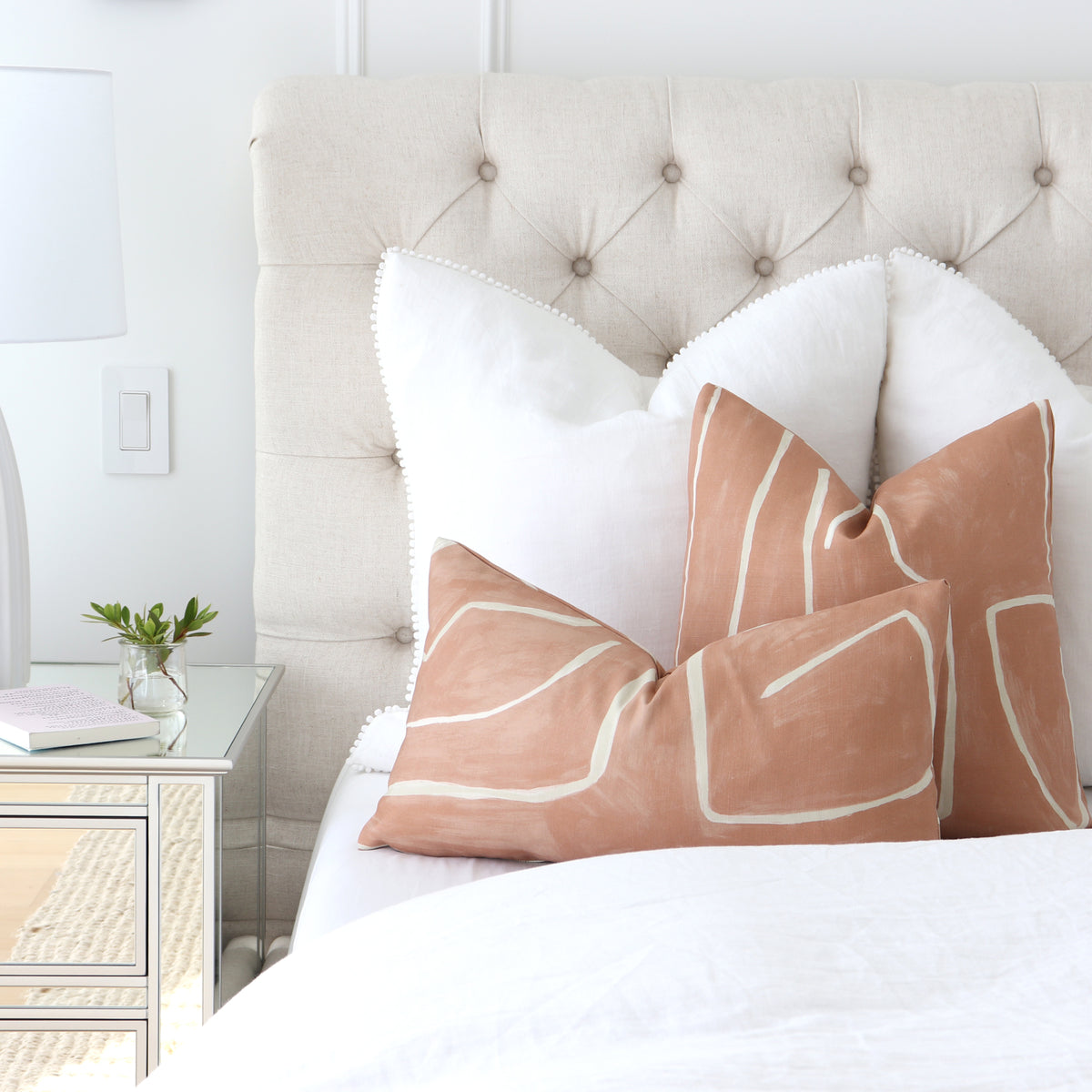 Kelly Wrestler Graffito Salmon Throw Pillow Cover in Bedroom