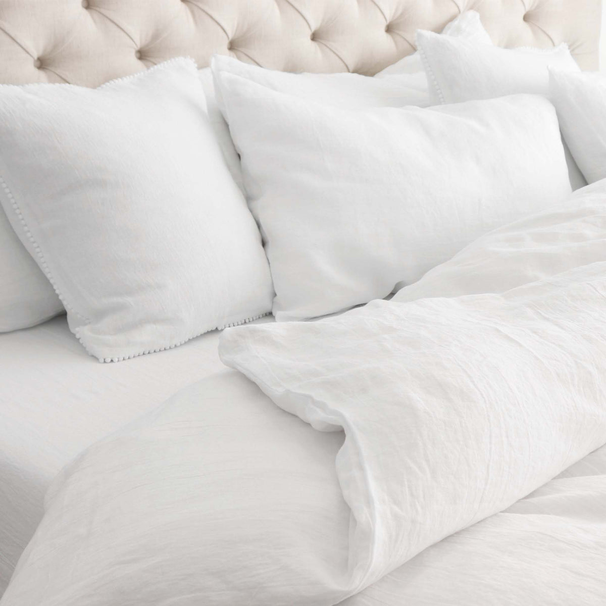 King Duvet Cover with Pillow Cases in European White Linen OEKO-TEX Bedding  Edit alt text