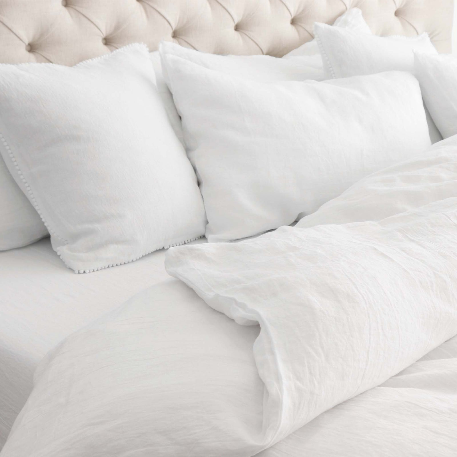 European White Linen OEKO-TEX Bedding with Pillow Case Covers with Duvet  Edit alt text