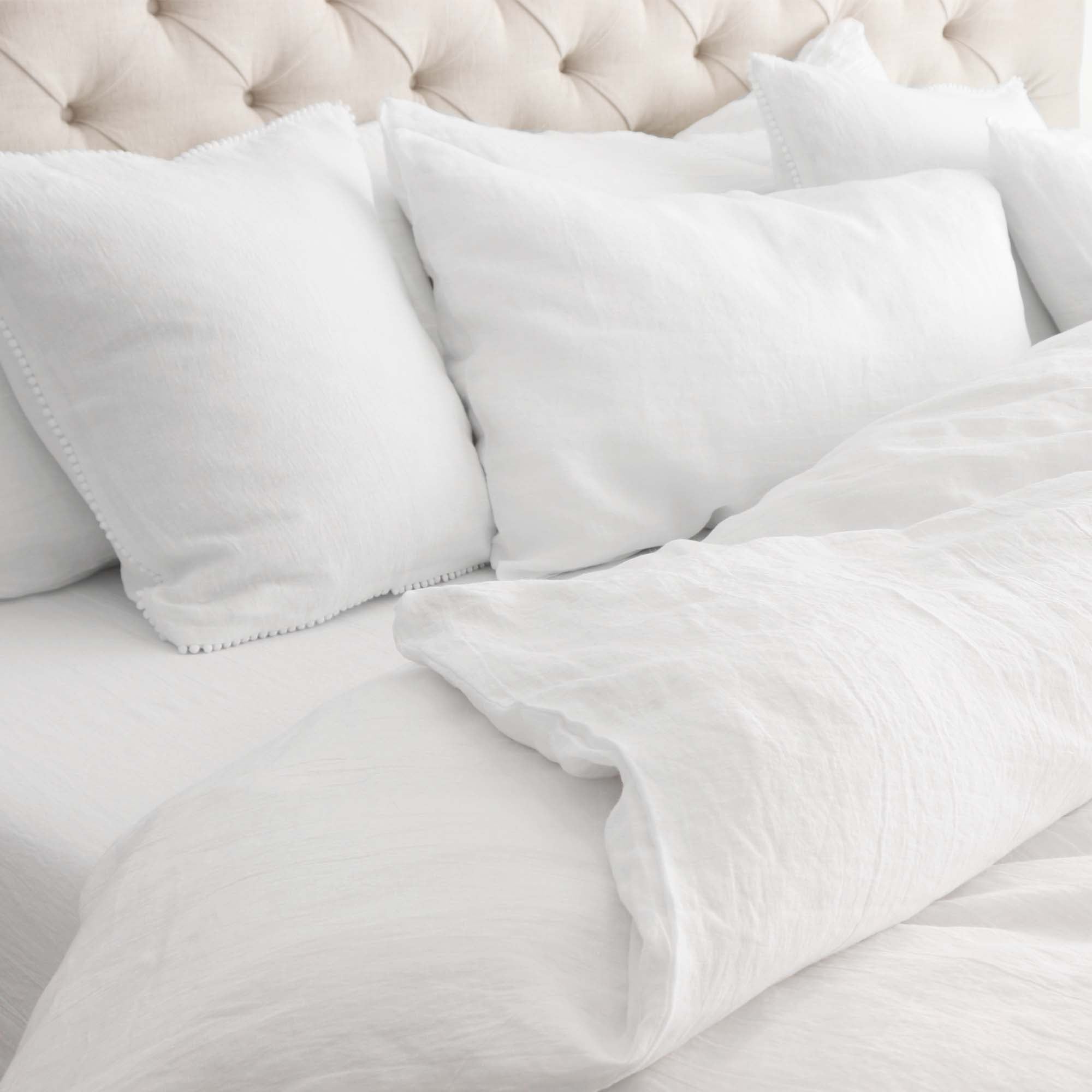 European White Linen OEKO-TEX Bedding with Pillow Case Covers with Duvet  Edit alt text