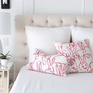 Lee Jofa Groundworks Hutch Pink Bunny Designer Throw Pillow Cover in Bedroom