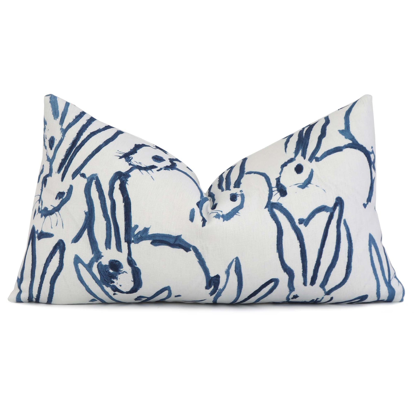 Lee Jofa Groundworks Hutch Bunny Navy Blue Designer Luxury Lumbar Throw Pillow Cover