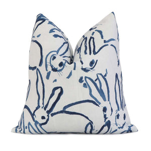 Lee Jofa Groundworks Hutch Bunny Navy Blue Designer Luxury Throw Pillow Cover