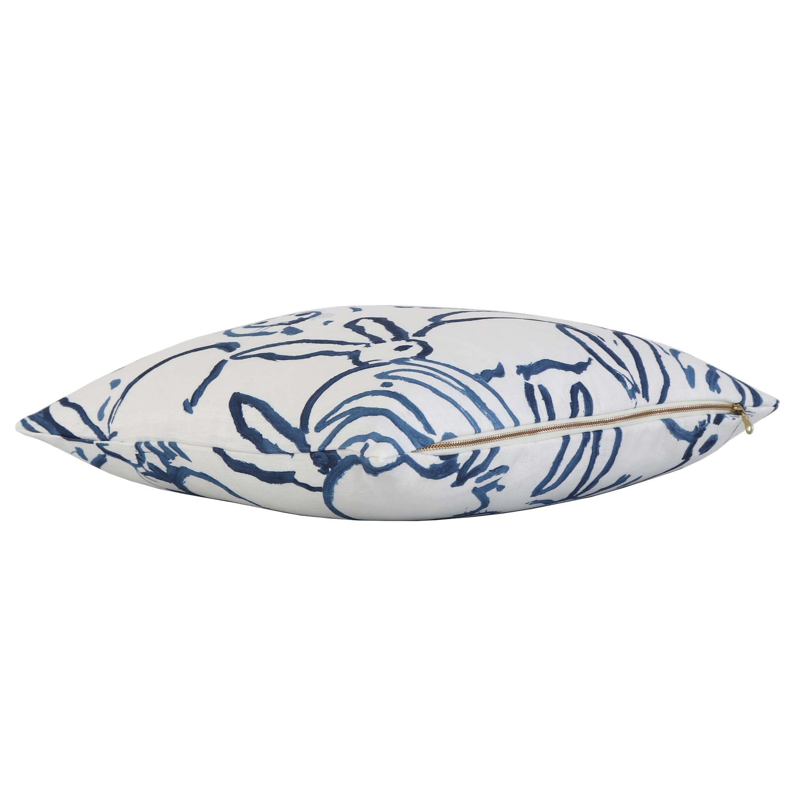 Lee Jofa Groundworks Hutch Bunny Navy Blue Designer Luxury Throw Pillow Cover with Gold Zipper
