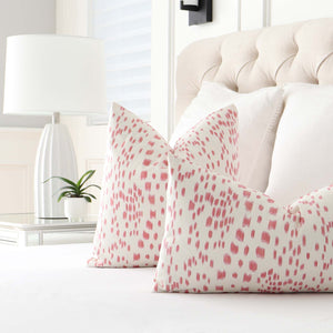 Les Touches Berry Pink Designer Luxury Throw Pillow Cover in Bedroom