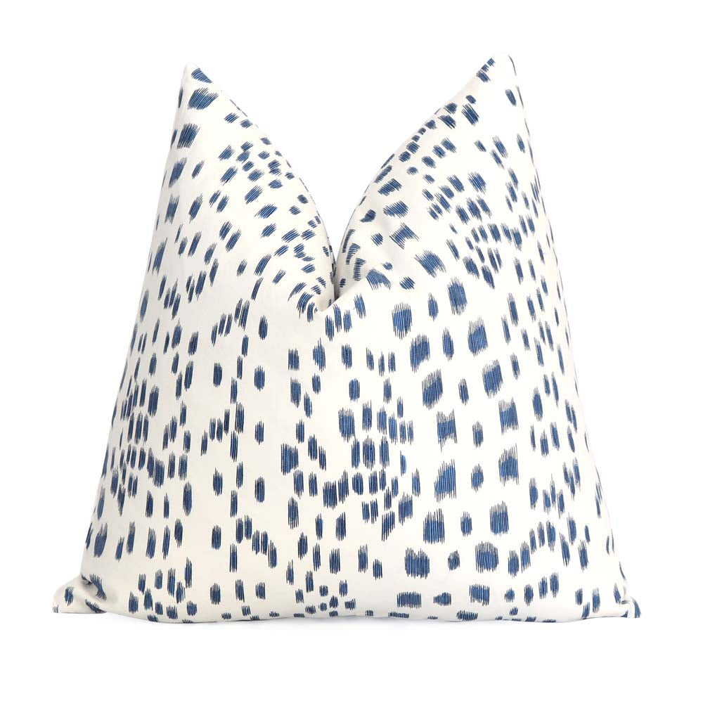 Les Touches Blue Designer Luxury Throw Pillow Cover