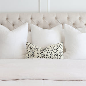 Brunschwig & Fils Les Touches Black Designer Lumbar Throw Pillow Cover in Bedroom