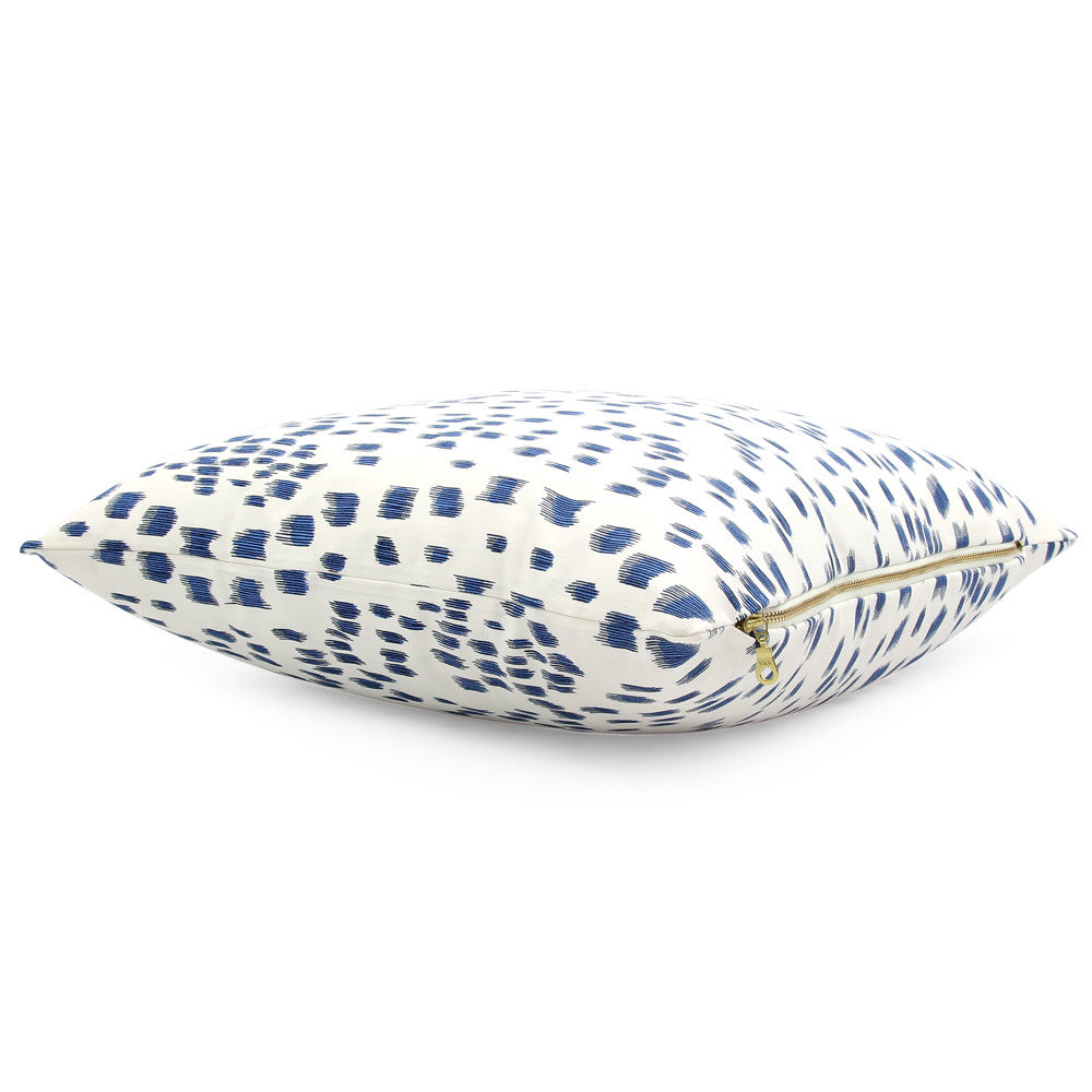 Side View Les Touches Blue Throw Pillow