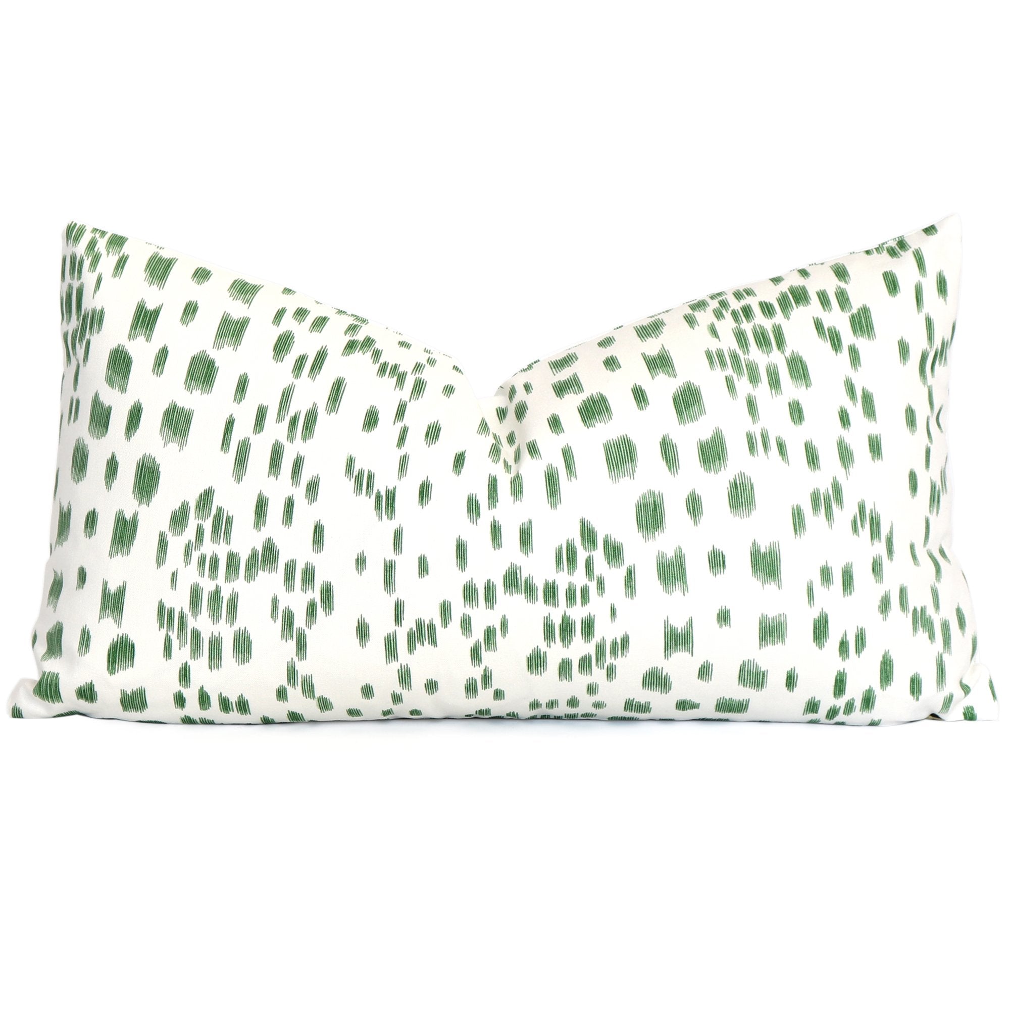 Brunschwig Fils Les Touches Green Lumbar Throw Pillow Cover