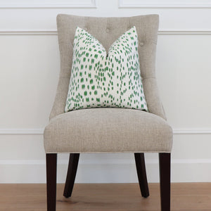 Brunschwig Fils Les Touches Green Throw Pillow Cover on Accent Chair