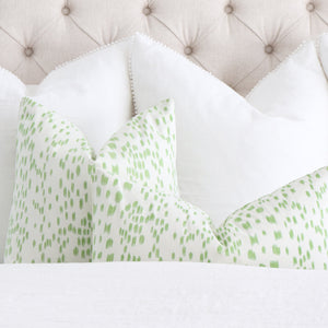 Les Touches Peridot Designer Throw Pillow Cover on Bed