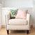 Les Touches Petal Pink Designer Throw Pillow Cover on Arm Chair