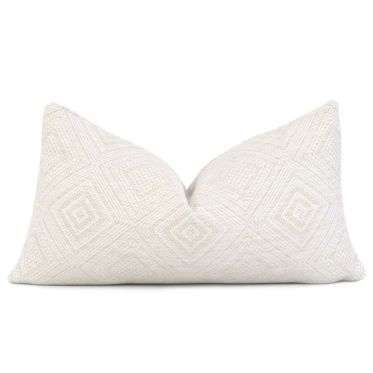 Scalamandre Antigua Weave Alabaster White Geometric Diamond Designer Luxury Lumbar Throw Pillow Cover