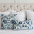 Scalamandre Tashkent Pacific Blue Ikat Velvet Designer Luxury Throw Pillow Cover with White Euro Shams