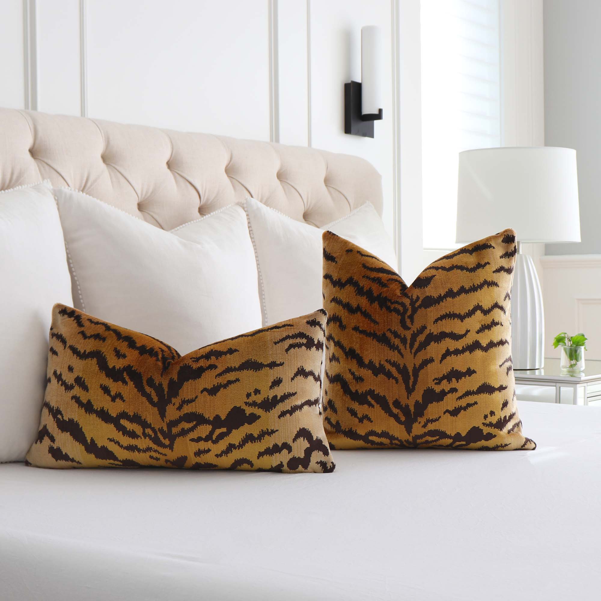 Scalamandre Tigre Silk Gold Throw Pillow Cover