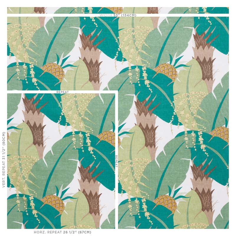 Schumacher Ananas Palm Pineapple Fabric Repeat