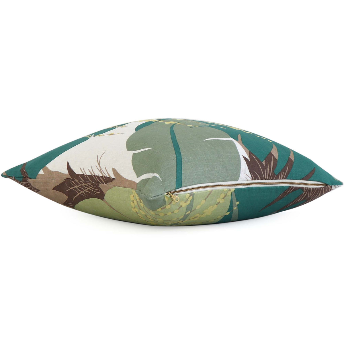 Schumacher Ananas Palm Pineapple Designer Luxury Decorative Throw Pillow Cover with Exposed Brass Gold YKK Zipper