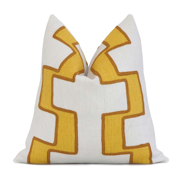 White and Gold Foil Greek Letter Pillow Cover