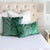 Schumacher Florentine Emerald Green Velvet Flame Stitch Designer Luxury Decorative Throw Pillow Cover on Bed with Big White Throw Pillows