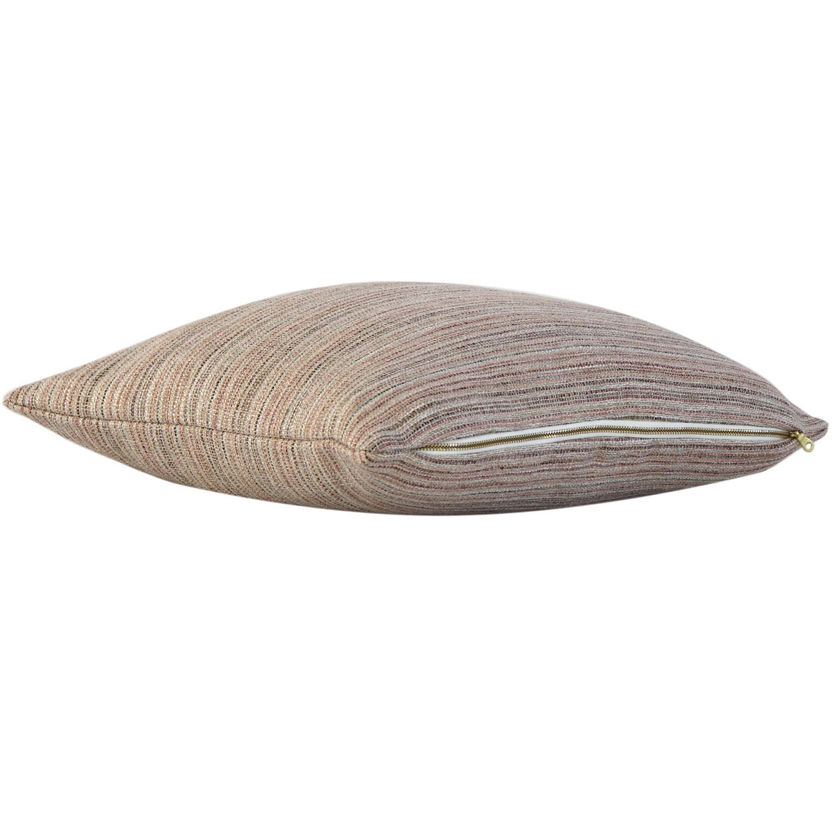 Schumacher Formentera Performance Blush Textured Designer Throw Pillow with Exposed Brass Gold Zipper