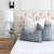 Schumacher Formentera Denim Textured Stripe Decorative Throw Pillow Cover in Bedroom