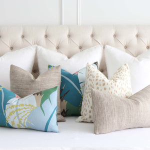Schumacher Formentera Performance Sand Textured Tweed Designer Decorative Throw Pillow Cover with Coordinating Pillows