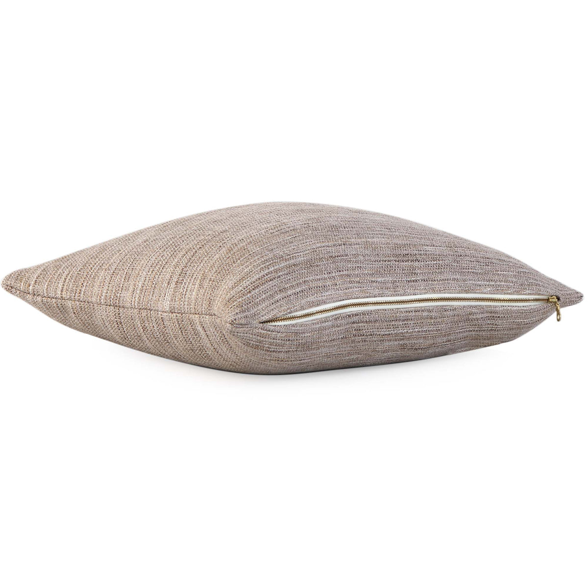 Schumacher Formentera Performance Sand Textured Tweed Designer Decorative Throw Pillow Cover with Exposed Brass Zipper