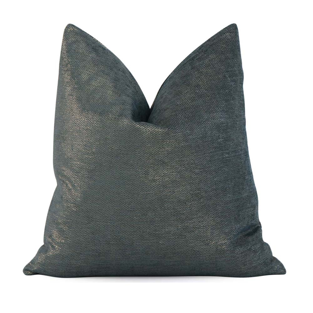 Schumacher Glimmer Peacock Blue Designer Luxury Throw Pillow Cover