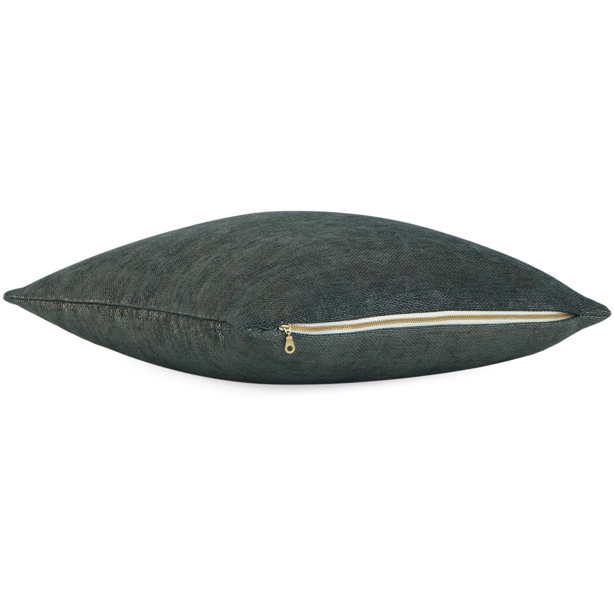 Schumacher Glimmer Peacock Blue Designer Luxury Throw Pillow Cover with Exposed Brass Zipper