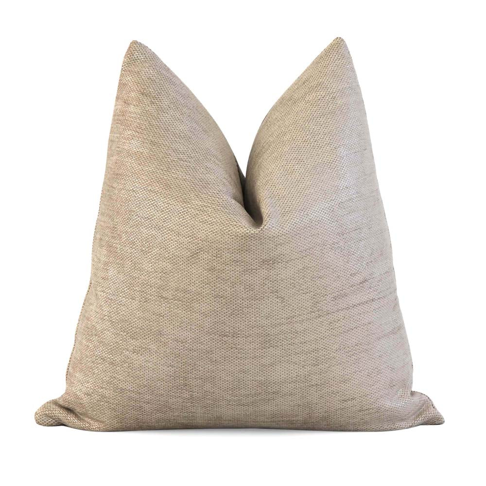 Schumacher Glimmer Champagne Textured Solid Designer Throw Pillow Cover