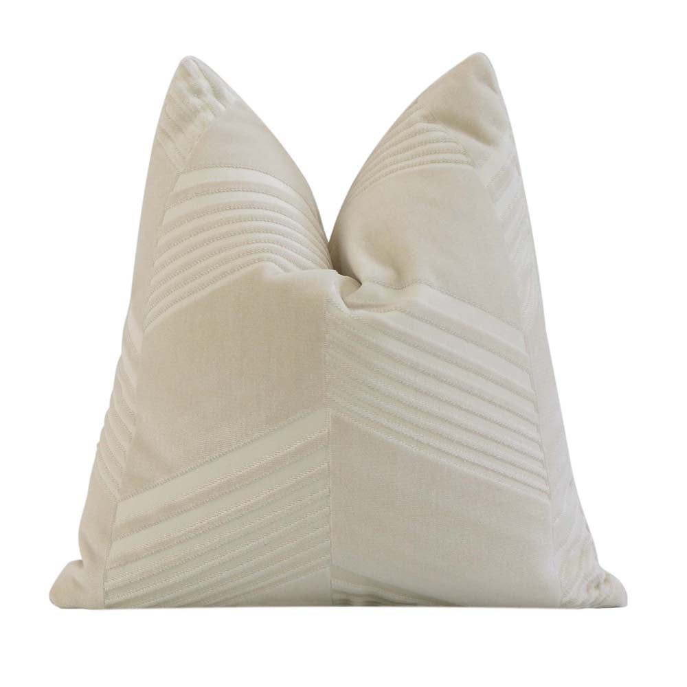 Schumacher Jessie Cut Velvet Ivory Designer Decorative Throw Pillow Cover