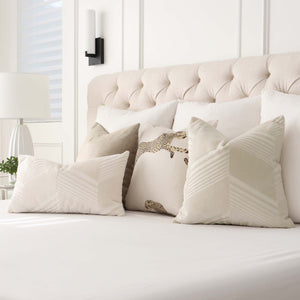 Schumacher Jessie Cut Velvet Ivory Designer Decorative Throw Pillow Cover with Matching Throw Pillows
