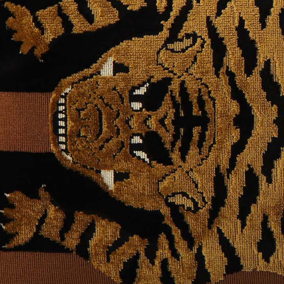 Jokhang Tiger Velvet Brown &amp; Black / 4x4 inch Fabric Swatch
