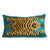 Schumacher Jokhang Hartig Tiger Velvet Peacock/Olive Designer Throw Pillow Cover Facing Right
