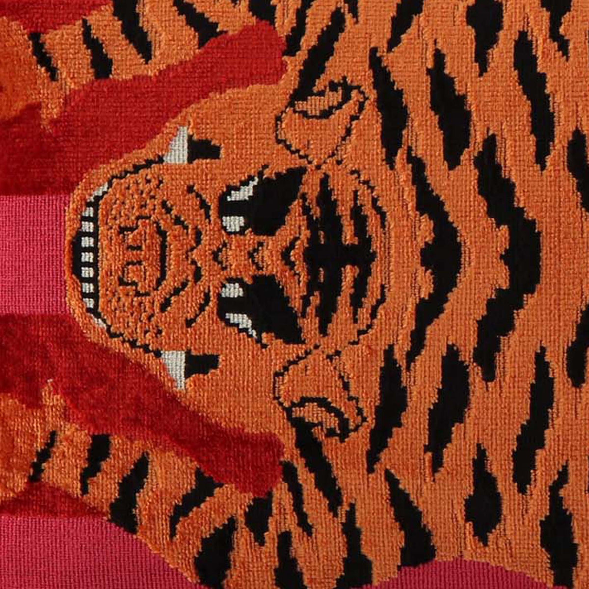 Jokhang Tiger Velvet Red &amp; Pink / 4x4 inch Fabric Swatch