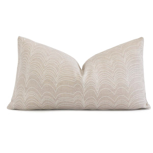 Schumacher Richter Natural and Ivory Striped Designer Lumbar Throw Pillow Cover