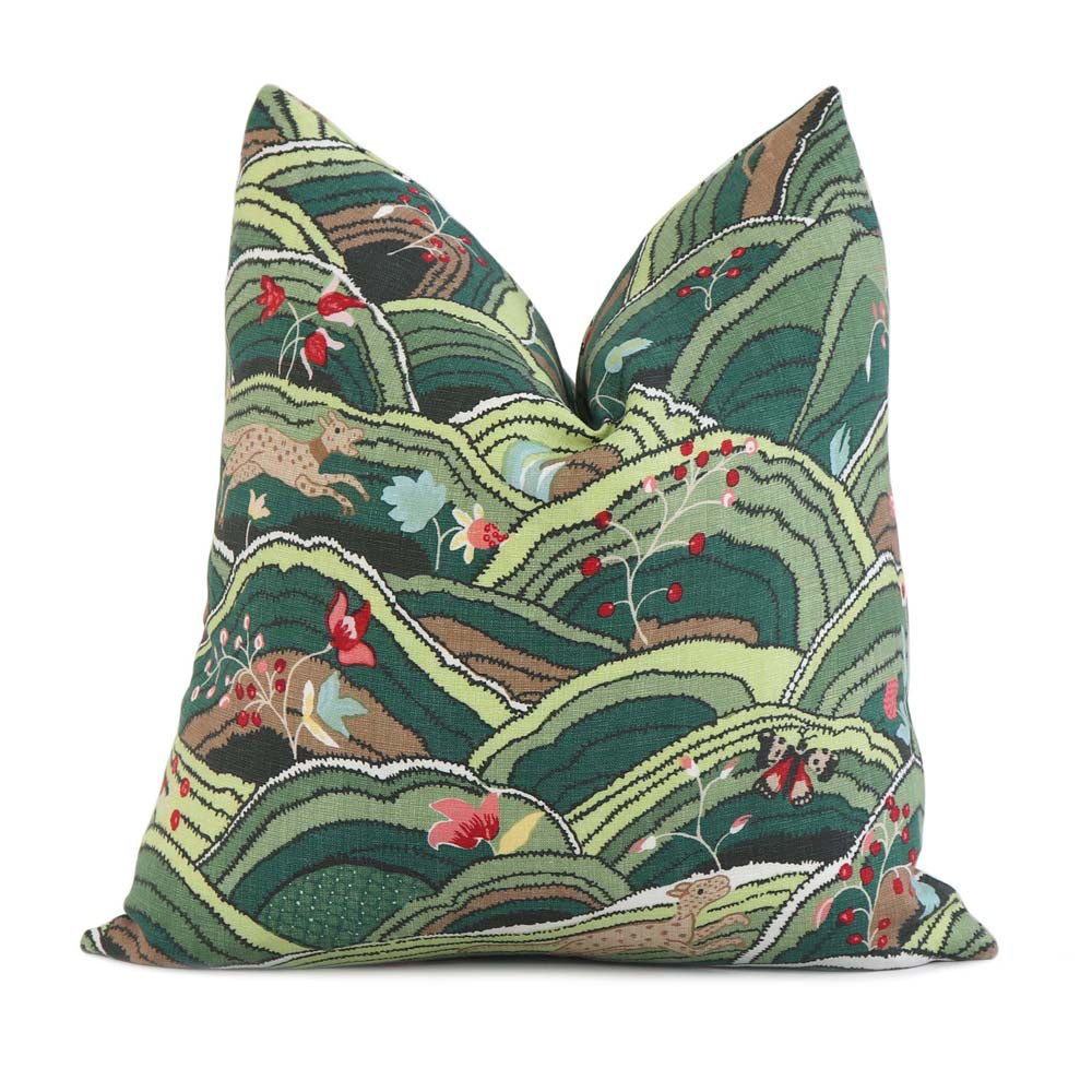 Schumacher Rolling Hills Green Luxury Designer Throw Pillow Cover
