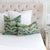 Schumacher Rolling Hills Green Luxury Designer Throw Pillow Cover on King Tufted Bed