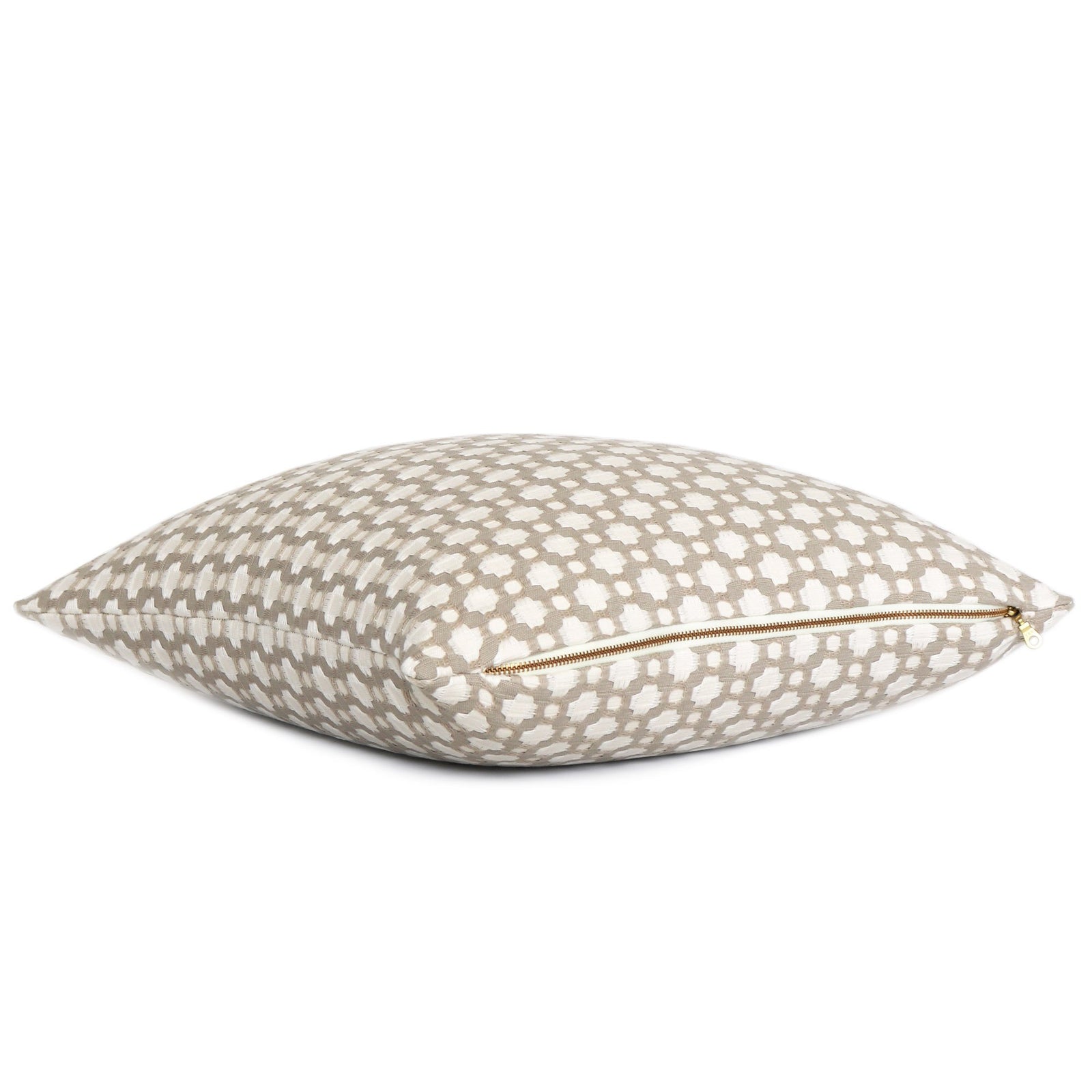 Schumacher Betwixt Stone Gray Throw Pillow Cover with Zipper